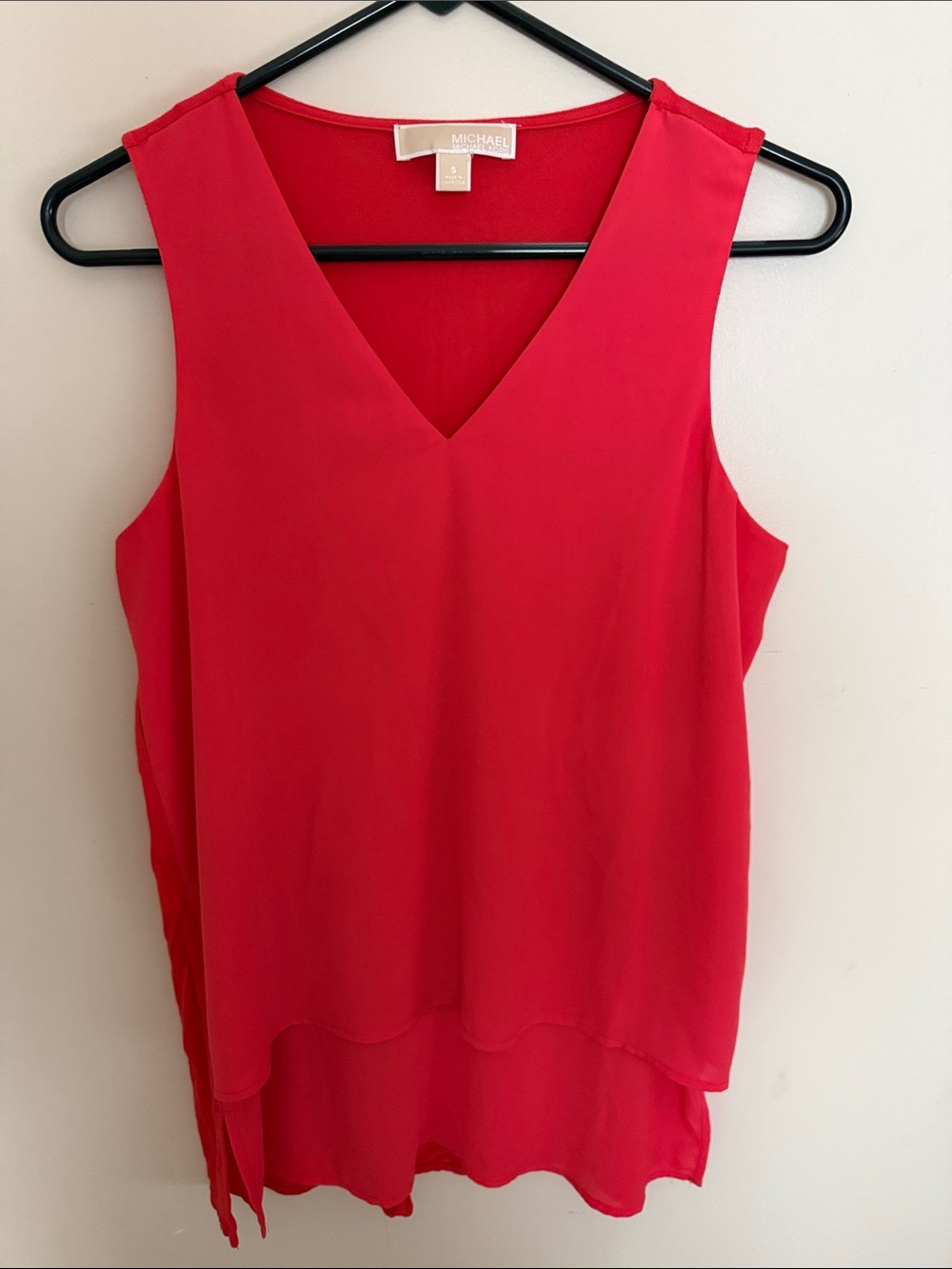 Michael Kors Bright Red V-Neck Sleeveless Layered Camisole